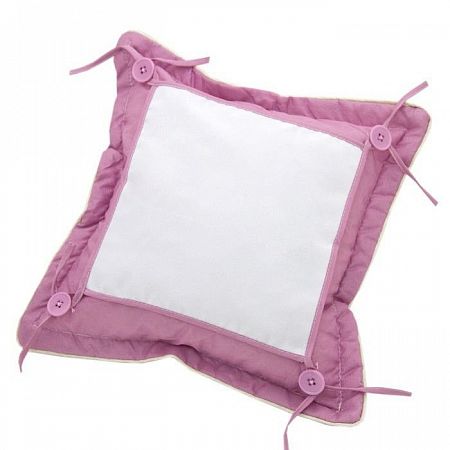 Подушка розовая с квадратным материалом под нанесение на пуговицах